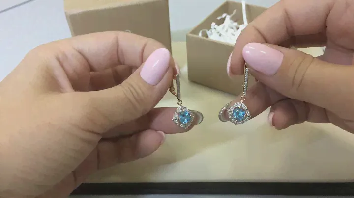 Серьги 1825 из красного золота 585 пробы с топазом и фианитами