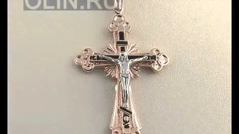 Золотой нательный крест с эмалью