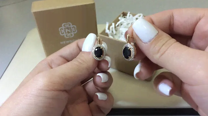 Серьги 1035 из красного золота 585 пробы с сапфирами и бриллиантами