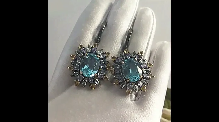 Великолепные серьги с топазом 💎, танзанитом 💙 и цитрином 💛 I Серебро 925 пробы