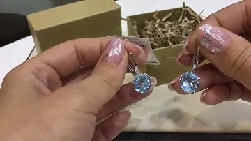 Серьги 013 из белого золота 585 пробы с топазами