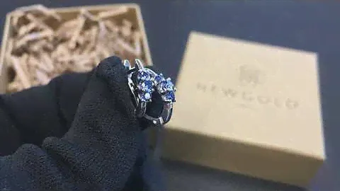 !Серьги 094395 из белого золота 585 пробы с фианитами танзанит