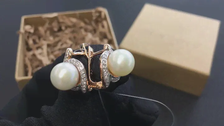 ! Серьги 094629 из красного золота 585 пробы с жемчугом и фианитами